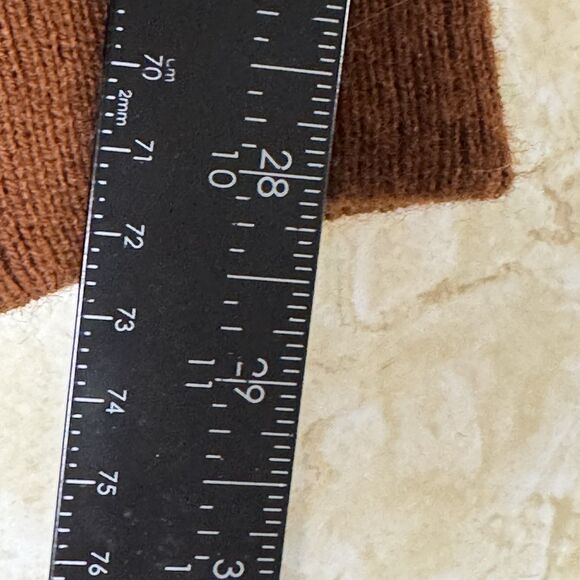 1970s Vintage Brown w Red Suede Front Shawl Cardigan RETRO M Old Grandpa Hipster - Picture 15 of 15